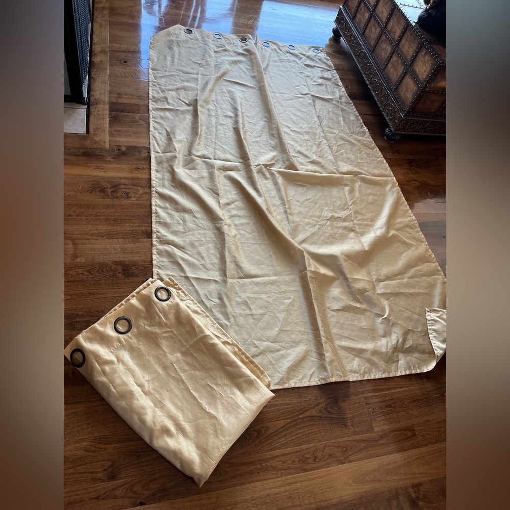 Long set of sheer gold drapes Estes brand 90 X 54 set of 2!